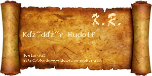 Kádár Rudolf névjegykártya