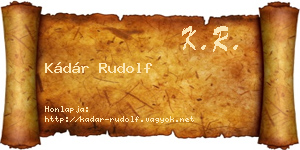 Kádár Rudolf névjegykártya